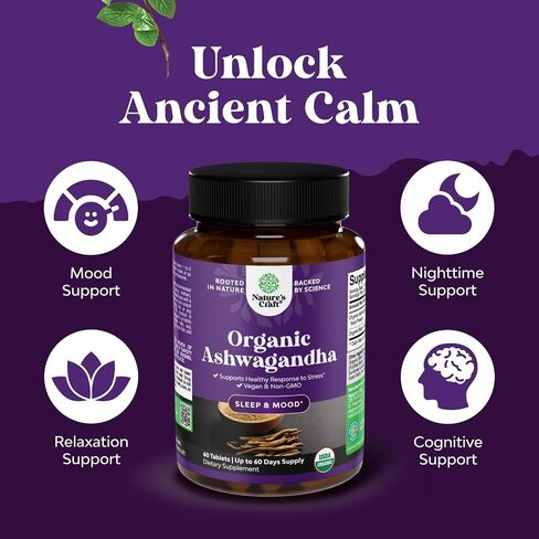 USDA Organic Ashwagandha Liquid Drops - Liquid Ashwagandha Root Extract for Stress and Mood Support - Tasty Adaptogenic Ashwagandha Tincture - Non GMO Vegan Gluten Alcohol and Sugar Free (2 Pack) in Saudi Arabia