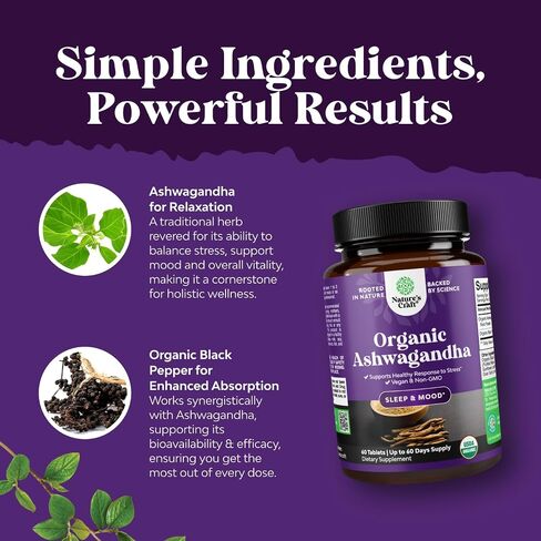 USDA Organic Ashwagandha Liquid Drops - Liquid Ashwagandha Root Extract for Stress and Mood Support - Tasty Adaptogenic Ashwagandha Tincture - Non GMO Vegan Gluten Alcohol and Sugar Free (2 Pack) in Saudi Arabia