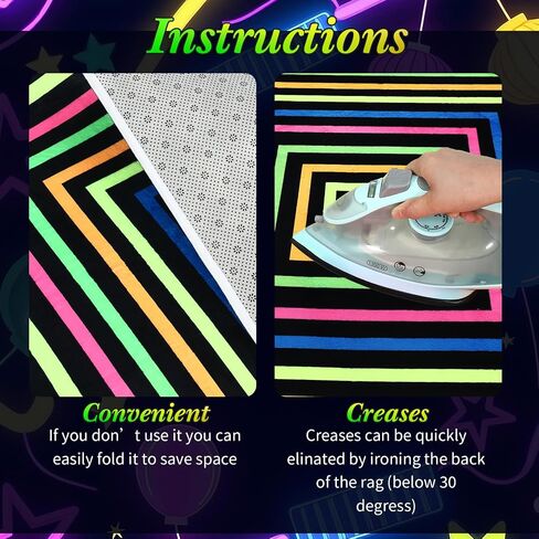 Duraaamo 39×39 Inch Neon Glow in The Dark Dance Floor Blacklight Rug UV Reactive Fluorescent Non-Slip Carpet Runner for Birthday 80s 90s Party Game Room Playroom Decorations(Square) in Kuwait