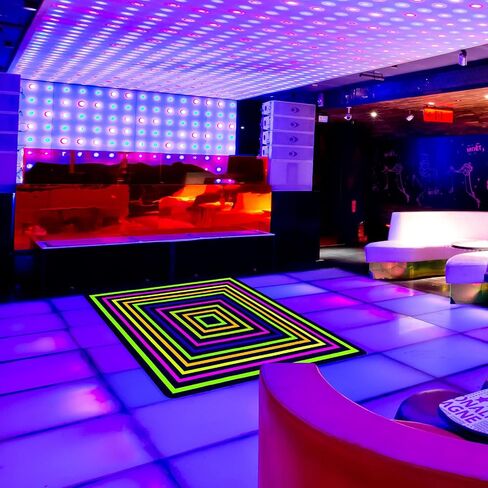 Duraaamo 39×39 Inch Neon Glow in The Dark Dance Floor Blacklight Rug UV Reactive Fluorescent Non-Slip Carpet Runner for Birthday 80s 90s Party Game Room Playroom Decorations(Square) in Kuwait