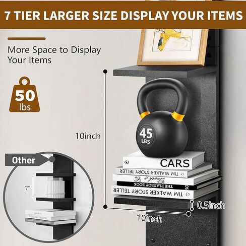 وحدة رف حائط مقاس 63.5 بوصة من DD DEFINED DECO، أرفف حائط من 7 طبقات، حامل جداري زخرفي رأسي، رف عمودي عمودي لتخزين ديكور المنزل، تصميم منظم، تصميم لغرفة النوم وغرفة المعيشة in Kuwait