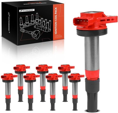 A-Premium (Red) Engine Ignition Coil Pack Compatible with Jaguar XF, XJ8, XJR, XK, XK8, XKR, S-Type, Super V8, Vanden Plas & Land Rover LR3, Range Rover, Range Rover Sport, 4.0L 4.2L 4.4L, 8-PC Set in Saudi Arabia