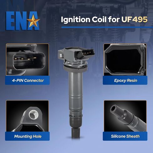 ENA Set of 4 Blue Ignition Coil Pack Compatible with Toyota Corolla Camry 4Runner FJ Tacoma Tundra Solara Matrix Hiace xB IS GS LC500 2.4L 2.7L 2.5L 4.0L 5.0L Replacement for UF495 C1426 90919-02248 in Saudi Arabia