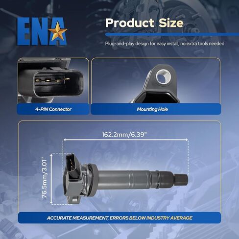ENA Set of 4 Blue Ignition Coil Pack Compatible with Toyota Corolla Camry 4Runner FJ Tacoma Tundra Solara Matrix Hiace xB IS GS LC500 2.4L 2.7L 2.5L 4.0L 5.0L Replacement for UF495 C1426 90919-02248 in Saudi Arabia