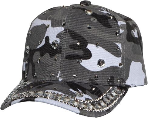 TOP HEADWEAR Women’s Rhinestone Studded Camo Hat – Adjustable Bling Camouflage Baseball Cap Sparkly Fashion Cap in Kuwait
