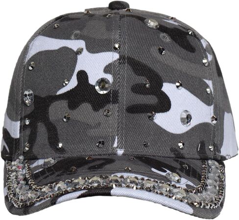 TOP HEADWEAR Women’s Rhinestone Studded Camo Hat – Adjustable Bling Camouflage Baseball Cap Sparkly Fashion Cap in Kuwait