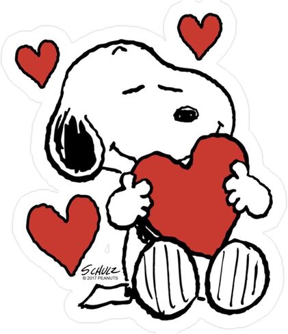 CafePress Snoopy Valentine's Day Small Die Cut Sticker, 3"x4" Matte Finish in Saudi Arabia
