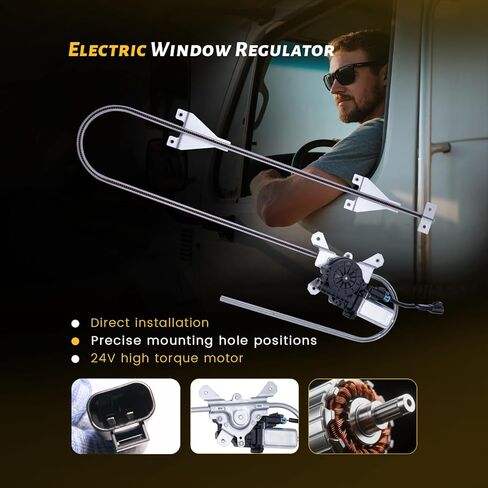 Power Window Regulator with Motor, Front Passenger Side Compatible with Kenworth C500 2006-2016, T270 T370 T300 T600A T660 T680 T800 W900, T880 2014, W990 2019 Replace R211005R 741-5404 in Kuwait