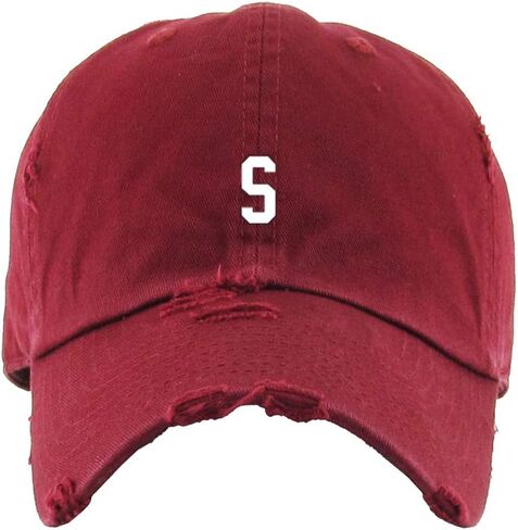 S Initial Letter Vintage Baseball Cap Embroidered Cotton Adjustable Distressed Dad Hat in Saudi Arabia