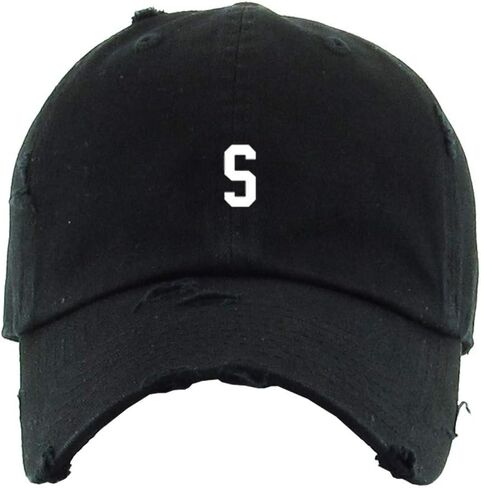 S Initial Letter Vintage Baseball Cap Embroidered Cotton Adjustable Distressed Dad Hat in Saudi Arabia