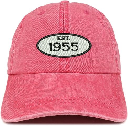 Trendy Apparel Shop Established 1955 Embroidered 70th Birthday Gift Pigment Dyed Washed Cotton Cap in Saudi Arabia