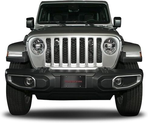 صورة iPick لـ Jeep Rubicon 3D Logo Red Edge أسود من ألياف الكربون لوحة ترخيص فولاذية للديكور in Saudi Arabia