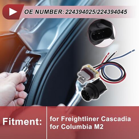 1 Set Front Turn Signal Light Socket Wiring for Freightliner Cascadia No.224394025/224394045 Headlight Lamp Bulb Pigtail Connector Harness in Saudi Arabia