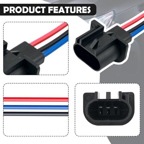 2PCS 9008/H13 Headlight Wiring Harness,Female Headlight Connector Replacement with 3 Extension Wire,Professional Headlights Connector Plug Car Accessories for Most Vehicles (Female Socket) in Saudi Arabia
