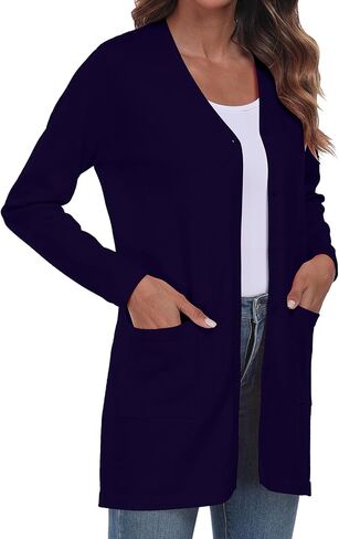 YUNDAI Womens Casual Lightweight with Pocketes Long Sleeve Open Front Cardigan in Kuwait