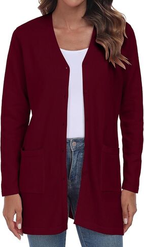 YUNDAI Womens Casual Lightweight with Pocketes Long Sleeve Open Front Cardigan in Kuwait