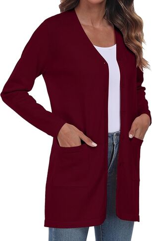 YUNDAI Womens Casual Lightweight with Pocketes Long Sleeve Open Front Cardigan in Kuwait