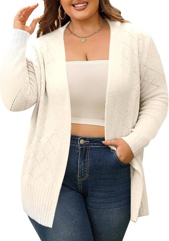 Womens Plus Size Cardigan Sweaters 2025 Fall Long Sleeve Knit Open Front Outerwear Sweater Coat in Saudi Arabia