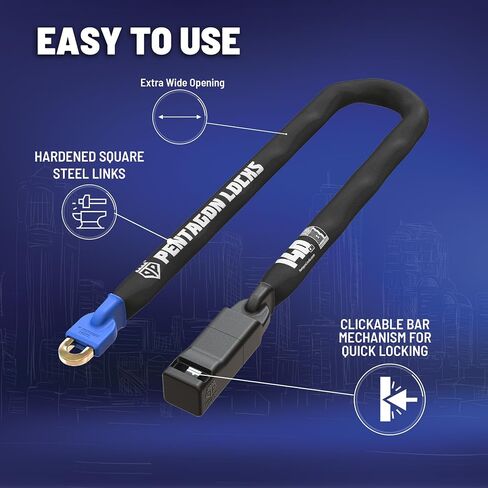PENTAGON Bike Chain Key Lock - Magnetic Patented Gold Secure Heavy Duty Anti Theft Lock for Bicycles E-Bikes Scooters and Motorcycles - Maximum Security Master Tool Bike Protector (43.5'') in Saudi Arabia