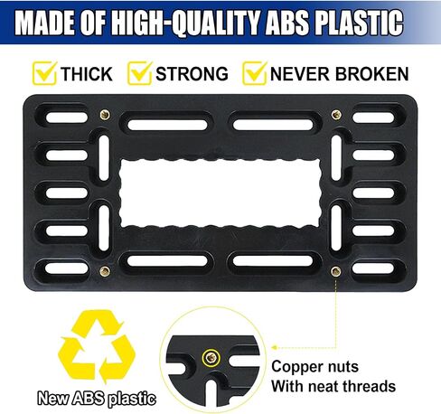 Car Front License Plate Mounting Kit, Aluminum Front Bumper License Plate Bracket with Screws Caps, No Drilling Hole Vehicle Tag Frame Holder Adapter for Truck, Trailer (Black) in Saudi Arabia
