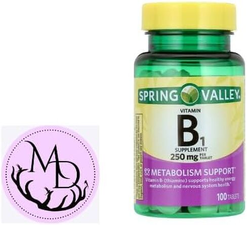 Spring Valley Vitamin B1 Tablets Dietary Supplement, 250 mg, 100 Count + Dri Store Sticker. in Saudi Arabia