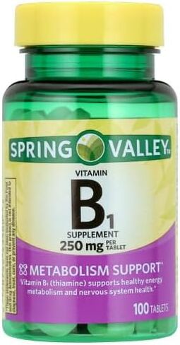 Spring Valley Vitamin B1 Tablets Dietary Supplement, 250 mg, 100 Count + Dri Store Sticker. in Saudi Arabia