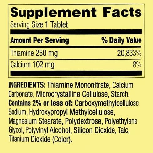 Spring Valley Vitamin B1 Tablets Dietary Supplement, 250 mg, 100 Count + Dri Store Sticker. in Saudi Arabia
