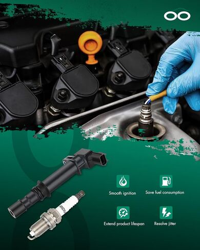ملفات الإشعال SCITOO وشمعات الإشعال إيريديوم مناسبة لسيارات BMW 545i 645Ci 745i 745Li X5 Morgan Aero 8 UF522 8 ملفات تشغيل محرك السيارات مع 8 شمعات الإشعال إيريديوم in Saudi Arabia