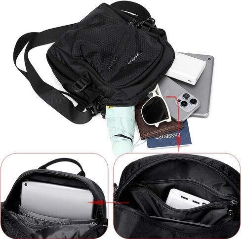 Nylon Crossbody Travel Bag for Women & Men Multi functional outdoor sports shoulder bag for travel、sports、hiking etc in Saudi Arabia