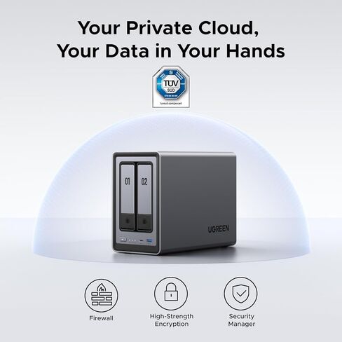 UGREEN NASync DXP4800 4-Bay Desktop NAS، وحدة المعالجة المركزية Intel N100 رباعية النواة، ذاكرة وصول عشوائي DDR5 سعة 8 جيجابايت، 32 جيجا eMMC، 2 * 2.5 جيجا بايت، 2 * فتحات M.2 NVMe، 4K HDMI، تخزين متصل بالشبكة (بدون أقراص) in Kuwait