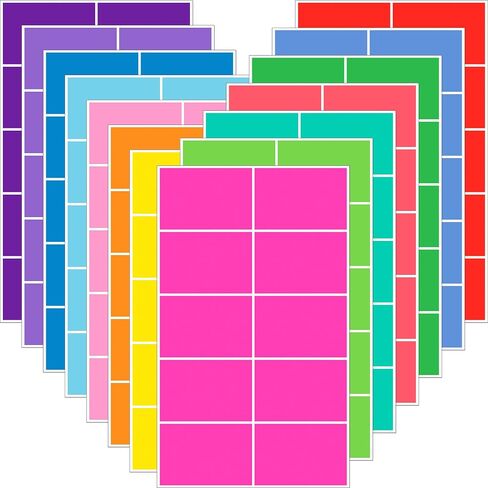 ملصقات الملصقات الملونة 3 "× 2" ، ملصقات متحركة للمربعات ، 10 ألوان ، ملصقات متحركة لاصقة كبيرة ، علامات اسم المستطيل - 200 حزمة in Kuwait