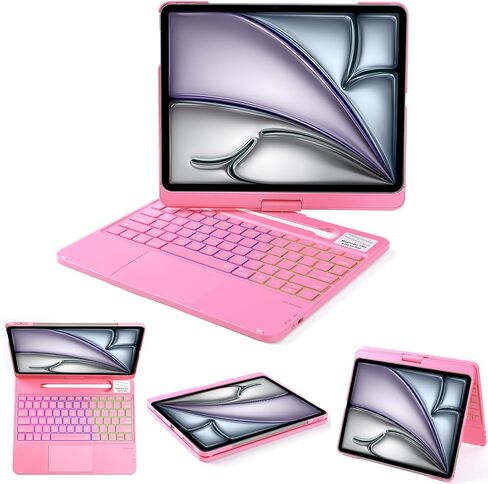 iPad pro 12.9 case with Keyboard 2017 2nd 2015 1st Generation, 360 Rotatable Wireless Folio 180 Swivel Stand Hard Cover Auto Sleep Wake up in Saudi Arabia