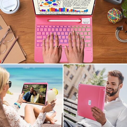 iPad pro 12.9 case with Keyboard 2017 2nd 2015 1st Generation, 360 Rotatable Wireless Folio 180 Swivel Stand Hard Cover Auto Sleep Wake up in Saudi Arabia