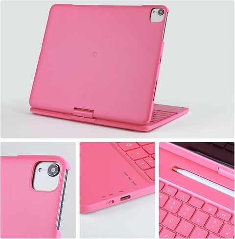 iPad pro 12.9 case with Keyboard 2017 2nd 2015 1st Generation, 360 Rotatable Wireless Folio 180 Swivel Stand Hard Cover Auto Sleep Wake up in Saudi Arabia