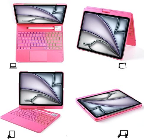 iPad pro 12.9 case with Keyboard 2017 2nd 2015 1st Generation, 360 Rotatable Wireless Folio 180 Swivel Stand Hard Cover Auto Sleep Wake up in Saudi Arabia