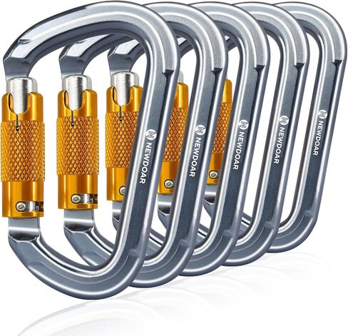 NewDoar 28KN UIAA & CE Certified Auto Climbing Carabiner Professional Heavy Duty Caribeaner for Rappelling D-Shaped in Kuwait