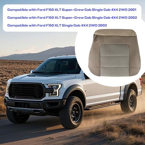 Driver Side Bottom Replacement Cloth Seat Cover, FTZT02 Khaki Bottom Leather Seat Cover Compatible for F150 XLT 2001 2002 2003 in Saudi Arabia
