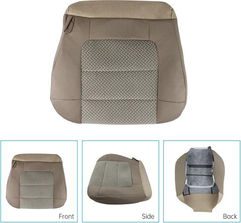 Driver Side Bottom Replacement Cloth Seat Cover, FTZT02 Khaki Bottom Leather Seat Cover Compatible for F150 XLT 2001 2002 2003 in Saudi Arabia