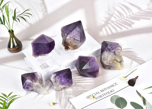 AMOYSTONE Natural Quartz Cluster Unique Minerals Healing Crystal Ore Specimen Home Office Table Decorative Stones Kids Geography Rocks 10.5-17.6 oz/pc in Kuwait