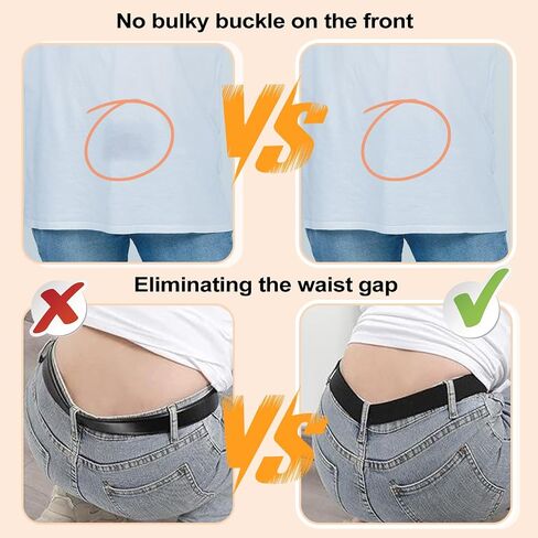 Invisible Stretch Belt, No Show Elastic Belt Adjustable Waist Web Strap Black Waist Belt with Flat Buckle for Women Jeans Pants Dresses in Saudi Arabia