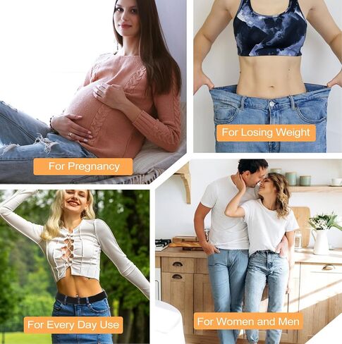 Invisible Stretch Belt, No Show Elastic Belt Adjustable Waist Web Strap Black Waist Belt with Flat Buckle for Women Jeans Pants Dresses in Saudi Arabia
