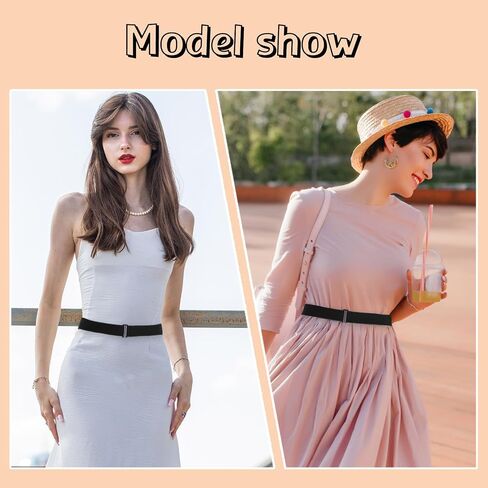 Invisible Stretch Belt, No Show Elastic Belt Adjustable Waist Web Strap Black Waist Belt with Flat Buckle for Women Jeans Pants Dresses in Saudi Arabia