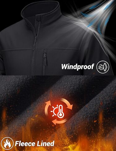 سترات TACVASEN الرجالية التكتيكية معاطف خفيفة الوزن مبطنة بالصوف الناعم مع جيوب مقاومة للماء للتنزه في الهواء الطلق in Kuwait