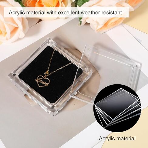 2 Pieces Acrylic Jewelry Display Box with Lid, Medium Clear Box for Displayac Rylic Ring Boxes with Magnetic Clears Top Lids and Sponge Inside for Storage, Gemstones, Rings, Necklaces in Saudi Arabia