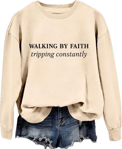 Christian Sweatshirts for Women Religious Faith Graphic Crewneck Pullover Shirts Casual Long Sleeve Inspirational Tops in Saudi Arabia