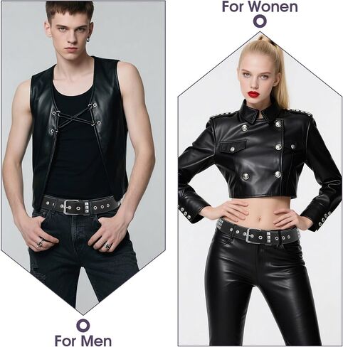 Studded Belt Metal Punk Rock Rivet Y2K Goth Studded Belt for Women Men Grommet Pyramid Accessories with Bright Pyramid Studs for Jeans Pants Black Belts Parties Clubs Daily Wear in Saudi Arabia