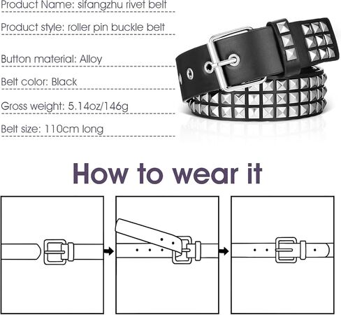 Studded Belt Metal Punk Rock Rivet Y2K Goth Studded Belt for Women Men Grommet Pyramid Accessories with Bright Pyramid Studs for Jeans Pants Black Belts Parties Clubs Daily Wear in Saudi Arabia