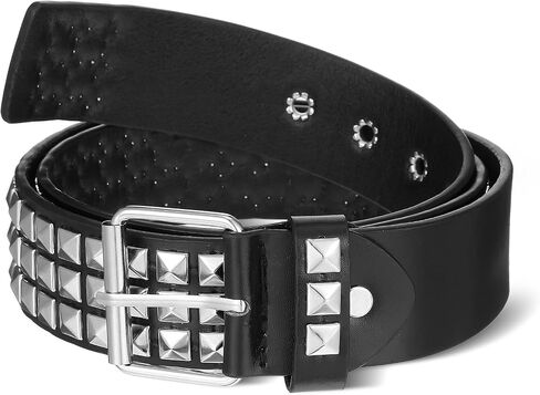 Studded Belt Metal Punk Rock Rivet Y2K Goth Studded Belt for Women Men Grommet Pyramid Accessories with Bright Pyramid Studs for Jeans Pants Black Belts Parties Clubs Daily Wear in Saudi Arabia