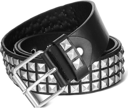 Studded Belt Metal Punk Rock Rivet Y2K Goth Studded Belt for Women Men Grommet Pyramid Accessories with Bright Pyramid Studs for Jeans Pants Black Belts Parties Clubs Daily Wear in Saudi Arabia