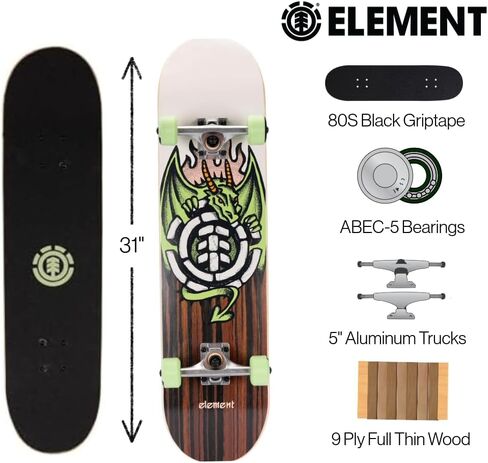 Element Popsicle Skateboard Blazin 31" Standard Skateboards with 5" Aluminum Trucks, 9 Layer NE Maple, Ideal for All Experience Levels in Saudi Arabia